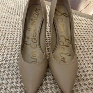 Sam Edelman Women's Hazel Pointed Toe High-Heel Pumps Soft Beige Leather Sz 8.5